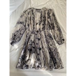 ZARA Snakeskin Print Long Sleeve Dress